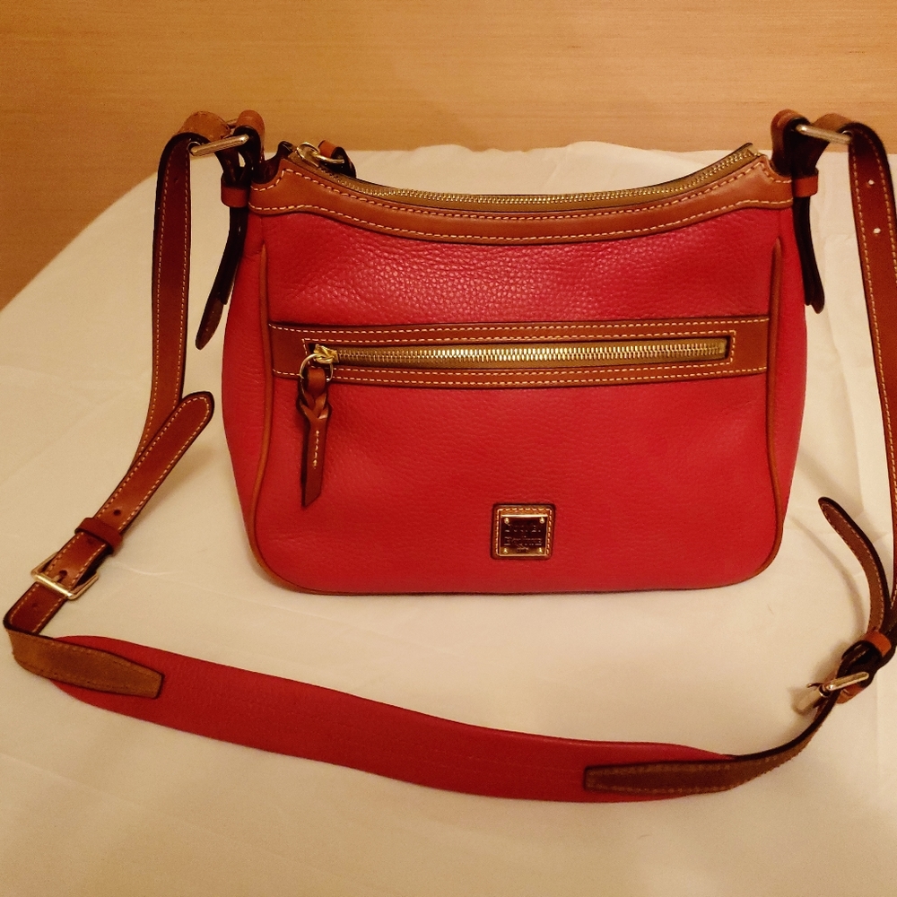 Dooney & Bourke  Pebble  Grain Presley Red Crossbody Bag
